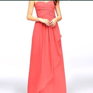 David’s Bridal bridesmaid dress:  color-Coral reef